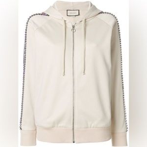 Gucci crystal-embellished zipped hoodie
